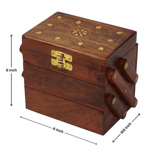 Boîte à bijoux rectangulaire en bois massif à 3 couches avec incrustation en laiton, logo personnalisé, matériau MDF pour l'affichage et l'organisation des bijoux en voyage - Product Image 3