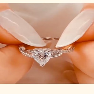 Bague en diamant IGI Heart Lab Grown Bague en diamant créée en or blanc 14K Lab pour mariage et bague de fiançailles ou bande - Product Image 2