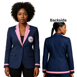แจ็คแอนด์จิลเบลเซอร์สีน้ำเงินเข้มแจ็คเก็ตมืออาชีพสำหรับผู้หญิงชุดทำงานแบบพรีเมียมงานครบรอบงานพิธี - Product Image 2