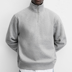 Thermal Oversized Custom Logo Acid Wash Sweatshirt 100% Cotton Half <b>Zip</b> <b>Men's</b> Hoodies Zipper Cotton Blended Sweatshirt - Product Image 5