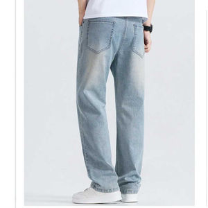 Pantalons de survêtement classiques amples pour hommes, personnalisables, légers, décontractés, grande taille, denim - Product Image 4