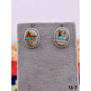 Boucles d'oreilles pendantes en turquoise de Royston et argent sterling, faites à la main au sud-ouest, design ruban - Product Image 1