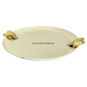 Le plus exigeant Vente chaude Unique Fantaisie Designer Plaqué or Plateau de service en métal robuste avec poignée de fleurs au prix le plus bas - Product Image 5