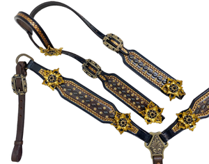 100% véritable cuir de vache argentin accessoires équestres personnalisés Western Horse Headstall et collier de poitrine - Product Image 2
