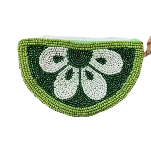 Mode élégante vert et blanc graine perlée porte-monnaie broderie à la main grand petit porte-monnaie pour contenir des cartes et porte-monnaie en espèces - Product Image 1