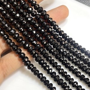 Venta al por mayor Natural Negro Espinela Facetada Rondelle Forma Cuentas Negro Espinela Piedra Cuentas - Product Image 4