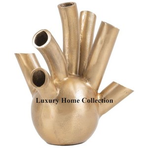 Different Design Antique <b>Flower</b> Pots and Vase Gold Color Round Shape With 7 Holder for <b>Flower</b> <b>Display</b> Tabletop and Centerpiece - Product Image 1