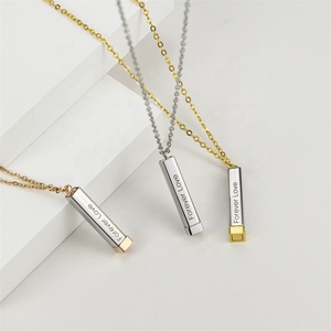 Vendita diretta in fabbrica gioielli personalizzati in acciaio inossidabile placcatura in oro 18 carati con incisione laser collana con <span class=keywords><strong>nome</strong></span> personalizzato stereo telescopico - Product Image 2