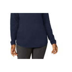 Maglione da Donna Stile Preppy Karen Scott con Orlo Curvo, Traspirante, Blu Scuro con Striscia Logo Frontale e Motivo Stampato, Taglia Piccola - Product Image 3