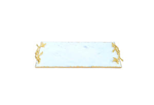 Eco - Friendly Baroda Green Marble <b>Serving</b> <b>Tray</b> in Natural Stone and Marble Platter <b>Tray</b> <b>With</b> <b>Handle</b> Bathroom Shelf - Product Image 4