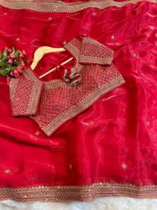 Nouvelle élégance habillage tendance tenue pur doux Zimmy Choo soie Saree Blouse avec 3 mm séquence broderie travail indien exportateur - Product Image 3