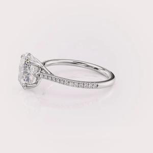 IGI Certified Oval Cut Lab Grown Diamond Engagement-Wedding <b>Ring</b> <b>with</b> Pave Band in Solid <b>925</b> Sterling <b>Silver</b> - Product Image 5