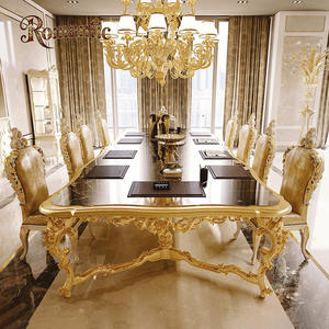 Ensemble de table et de chaises de salle à manger <span class=keywords><strong>en</strong></span> bois massif de style baroque français de la période Louis XV, 10 places, pour la maison et l'hôtel, montage facile KD - Product Image 3