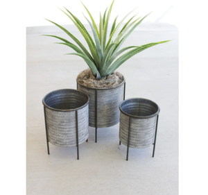 Ensemble de jardinières en métal de style rétro vintage Pot galvanisé rustique avec poignée en corde pour le thème des trois jardinières de jardin - Product Image 4
