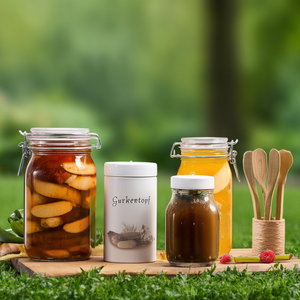Bocal à cornichons en bois de 3,5 L avec pince et recette incluse – Élégantes bouteilles et bocaux de rangement - Product Image 3