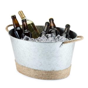 Custom Gold Strip Galvanized Metal Two Compartment Tub for Steel <b>Drink</b> Tub Cooler <b>Ice</b> <b>Bucket</b> for Hosting Parties <b>Drink</b> <b>Bucket</b> - Product Image 3