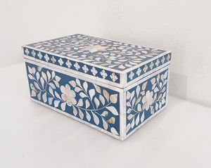 Cofre de joyería con incrustaciones de hueso hecho a mano, caja de joyería con incrustaciones de hueso de artesanía real con hermosos patrones incrustados para joyería nupcial - Product Image 5