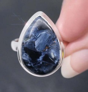 Impressionnant qualité 10x14mm Pietersite poire forme gemme lunette ensemble 925 argent Sterling mince bande anneau taille américaine 6-18 pour mariage - Product Image 1