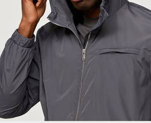 OEM Custom waterproof and windproof Outdoor Jackets Running <b>Black</b> Hooded <b>Windbreaker</b> Jacket for <b>Men</b> - Product Image 6