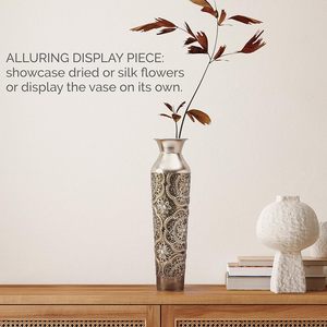 Élégant vase à fleurs en métal argenté de haute qualité pour les mariages de jardin domestique et les événements formels - Product Image 3