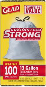 Bolsas de Cocina Altas con Cordón Glad 78526, 24 x 27 3/8, 13 galones, 0.95 mil, Blancas, 100 por Caja - Product Image 4