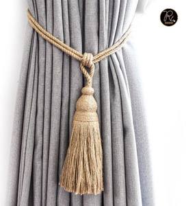 Abrazaderas de Cortina de Macramé Tejidas a Mano, Cuerda de Fibra Natural con Cuentas para Decoración Rústica y Bohemia del Hogar - Product Image 2