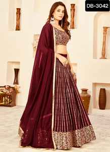Georgette de imitación de estilo indio y pakistaní con Secuencia de bordado Zari Design Work Heavy Lehenga Choli para función de boda - Product Image 5