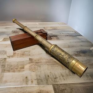 Brass Telescope In Leather Base <b>Vintage</b> Nautical Office Decor And Accessories Elegant Decorative Accent For Desk <b>Shelf</b> Study - Product Image 4