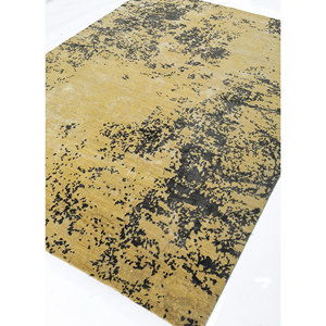 Tapis Kavi Gold en laine et soie de bambou noué à la main, Théorie du Chaos, Abstrait Classique, Décoration pour la maison, le salon et le couloir - Product Image 2