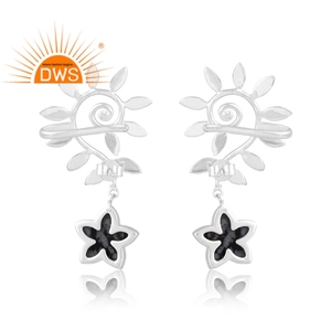 Meilleure vente 925 argent Sterling naturel flocon de neige obsidienne pierre précieuse boucle d'oreille bijoux personnalisés pour les femmes cadeau pour elle - Product Image 2