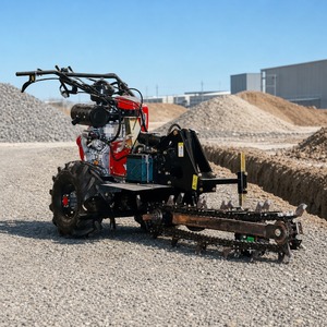 Trancheuse à chaîne diesel portative 15 CV, mini-machine à creuser des fossés autopropulsée, machine à creuser des fossés pour la pose de câbles dans les fermes et les jardins - Product Image 6