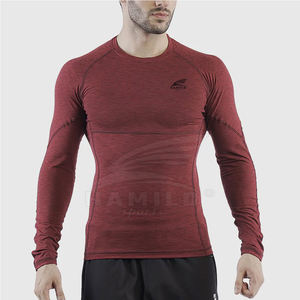 Camisa de compresión de manga larga para hombre de algodón 100% de alta calidad, ligera y transpirable con patrón sólido hecho en - Product Image 3