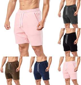 กางเกงขาสั้นผ้าลูกฟูกของผู้ชายกางเกงครึ่งบางเอวยางยืดออกกำลังกายยิมแฟชั่นลำลองแบบแข็งขายดีใหม่2024 - Product Image 1