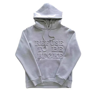 Pull à capuche en molleton éponge blanc avec logo en relief 3D pour hommes, avec poche kangourou, ourlet côtelé, les plus demandés pour les soldes d'hiver - Product Image 1