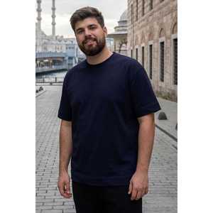 T-shirt basique à col rond et manches courtes pour homme TOMMYLIFE, taille plus, bleu marine, coupe confortable, 94% coton mélangé, modèle 88072 - Product Image 6