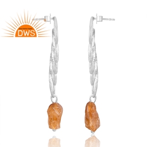 ต่างหูพลอยซิทรีนธรรมชาติทำจากเงินสเตอร์ลิง925ดีไซน์ล่าสุดเครื่องประดับออกแบบได้ตามต้องการของขวัญสำหรับผู้หญิงสำหรับผู้หญิง - Product Image 4