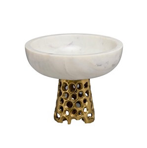 Bol en travertin de qualité supérieure Accent décoratif de luxe à usages multiples avec centre de table en pierre de travertin assorti ou présentoir à fruits - Product Image 4