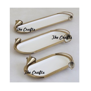 Bandeja para servir alimentos con diseño de hojas en aluminio, color blanco y dorado, bandeja para aperitivos para uso doméstico y hotelero - Product Image 6