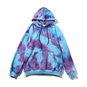 2022 Sudadera con capucha Tie-Dye para mujer, jersey de manga larga de gran tamaño, estilo informal bordado, ropa de calle holgada con bolsillo para invierno - Product Image 3