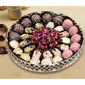 Plat de service à chocolat de table écologique de la meilleure qualité bol en métal argenté en forme de fantaisie support à dessert moderne pour mariage - Product Image 4