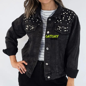 Chaqueta vaquera de manga larga para mujer, abrigo informal con botones en la parte delantera, para la moda de primavera y otoño - Product Image 1
