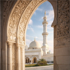 Portique d'entrée de mosquée en marbre naturel de qualité supérieure, motifs islamiques, sculpté à la main, personnalisable, résistant aux intempéries, HAYAT INDUSTRIES, mur - Product Image 2