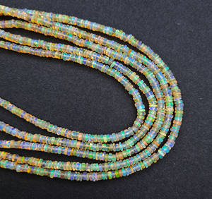 Opale de feu éthiopienne de qualité AA 3-4mm Rondell lisse à facettes 25 CT perles 16 pouces de long pierres précieuses traitées thermiquement pierres précieuses en vrac - Product Image 1