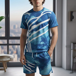 Sublimación personalizada camiseta pantalones cortos conjunto de secado rápido para hombres 100% poliéster impresión pantalones cortos conjuntos verano playa camiseta pantalones cortos de dos piezas - Product Image 6