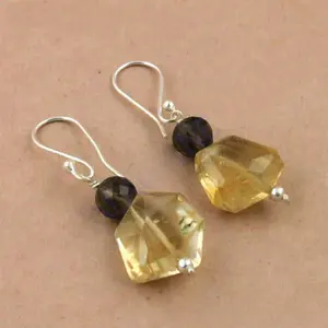 Pendientes Románticos de Plata 925 con Citrino e Iolita en Engaste de Bisel, Joyería de Piedras Preciosas para Bodas, Aniversarios y Fiestas de Mujeres - Product Image 2