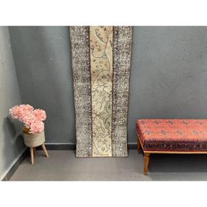 2.1x6.4 ft Vintage Rug, Rug, <b>Brown</b> Patchwork Rug <b>Wool</b> - Product Image 1