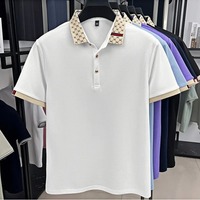 Polo de marca de lujo de manga corta para hombre, novedad de verano, top de mezcla de algodón con cuello abatible, diseño jacquard, camiseta de moda informal