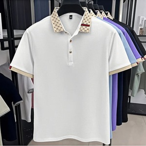 Polo de marca de lujo de manga corta para hombre, novedad de verano, top de mezcla de algodón con cuello abatible, diseño jacquard, camiseta de moda informal - Product Image 3