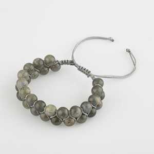 Bracelet en pierre naturelle labradorite 8 mm à double rangée en macramé - Product Image 2