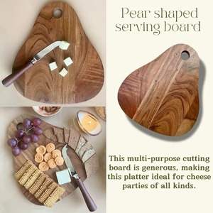 Tabla de cortar de madera de acacia de doble cara, plato multiusos para cortar y servir cocina con cuchillo para queso con puntas - Product Image 3
